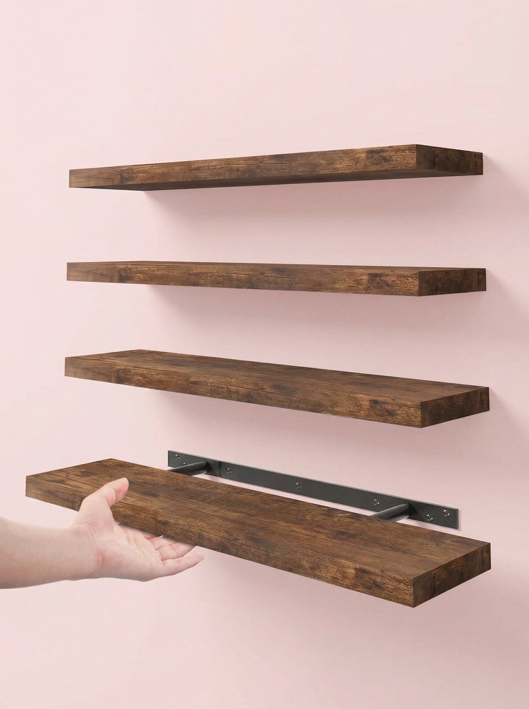 Floating Shelves Set of 4 – 15.8" Wall Shelves with Invisible Brackets - Snag N' Style