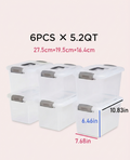 6PCS 8.5 Qt Clear Plastic Storage Boxes Stackable w Lock Lid & Handle - Snag N' Style
