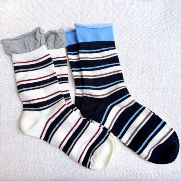 Edgy Sassy Striped Socks Set Of 2 - Snag N' Style