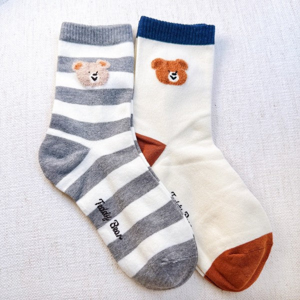 Hehe Bear Socks Set Of 2 - Snag N' Style