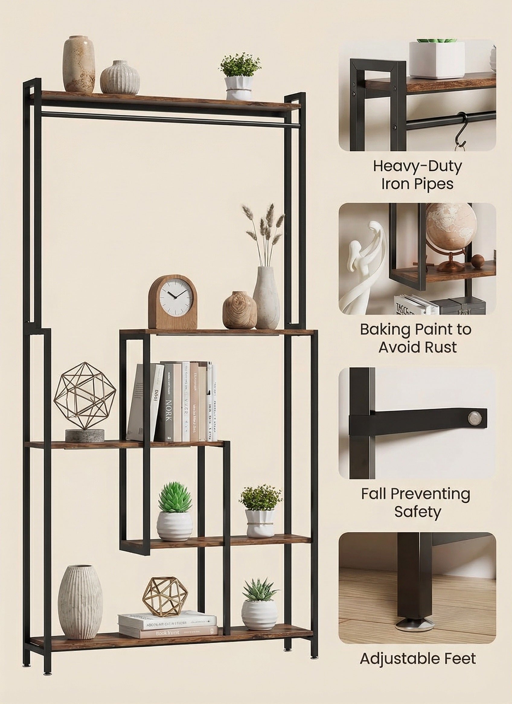 5-Tier Metal Display Shelf with LED Lights - Snag N' Style