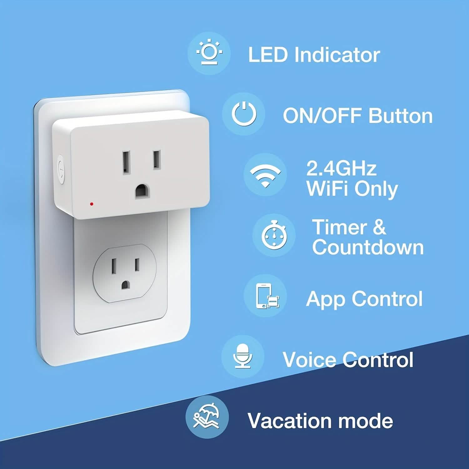 2-Pack: WiFi Smart Plug – 15A, Timer & App Control, Works with Alexa & Google Home - Snag N' Style
