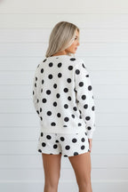 Polka Dot Pullover and Drawstring Shorts Set - Snag N' Style