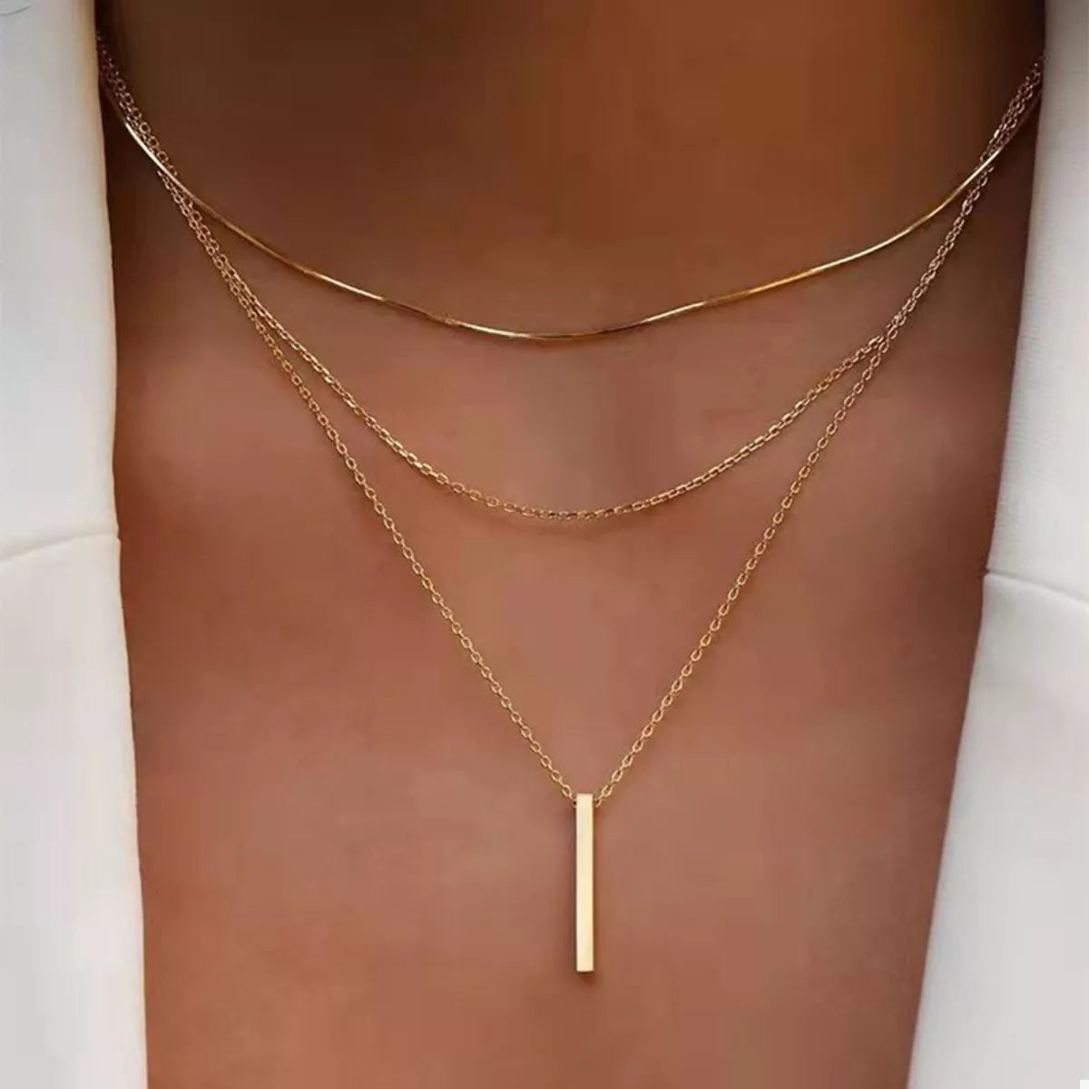 Three Layered Bar Pendant Necklace - Snag N' Style