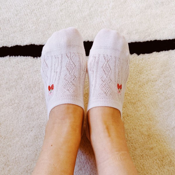 Strawberry On The Side Low Cut Socks Of 3 - Snag N' Style
