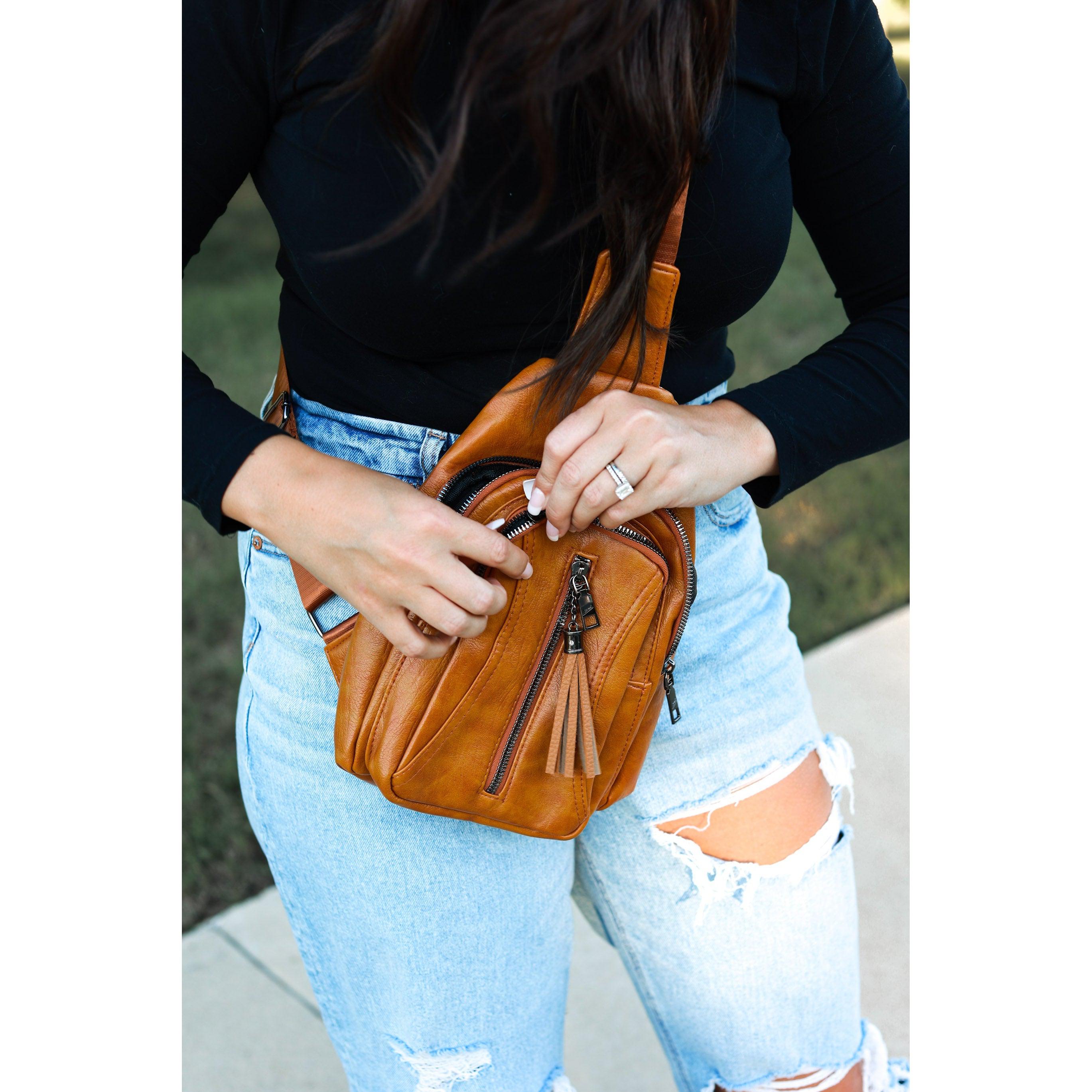 The Mindy - Camel  Vintage Tassel Sling Bag - Snag N' Style