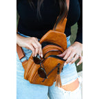 The Mindy - Camel  Vintage Tassel Sling Bag - Snag N' Style