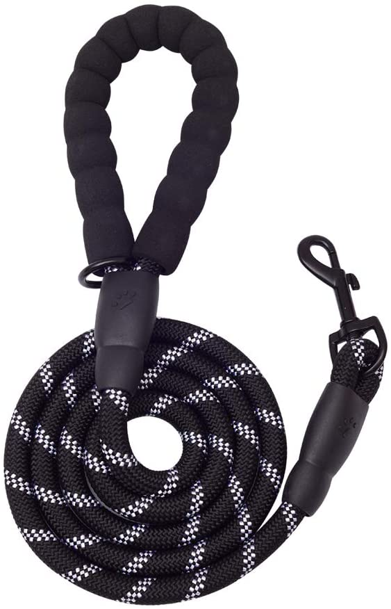 5 FT Thick Highly Reflective Dog Leash- Black - Snag N' Style