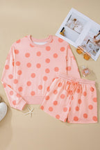 Polka Dot Pullover and Drawstring Shorts Set - Snag N' Style