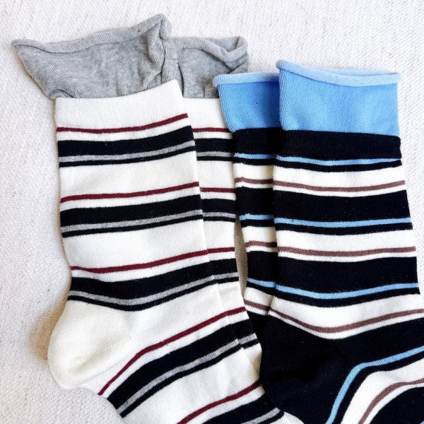 Edgy Sassy Striped Socks Set Of 2 - Snag N' Style