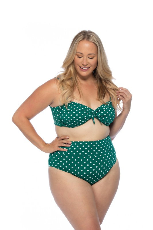 GREEN POLKA DOT HIGH WAIST BIKINI SET - Snag N' Style