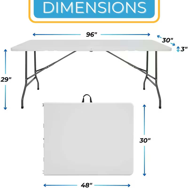 4ft/6ft Portable Plastic Folding Table – Indoor & Outdoor Dining - Snag N' Style