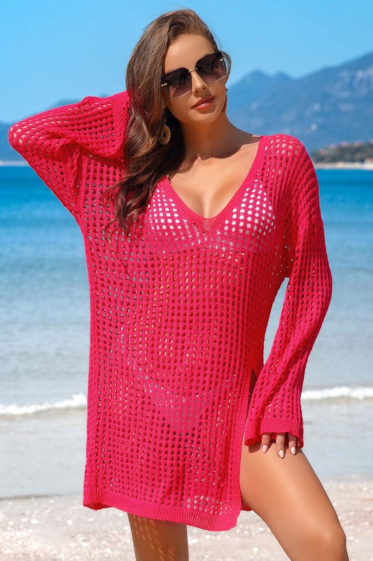 Crochet Side Split Beach Coverups Swimwear Dress - Snag N' Style