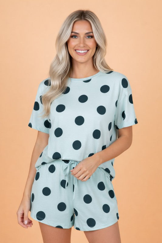 Polka Dot Tee & Drawstring Short Set - Snag N' Style