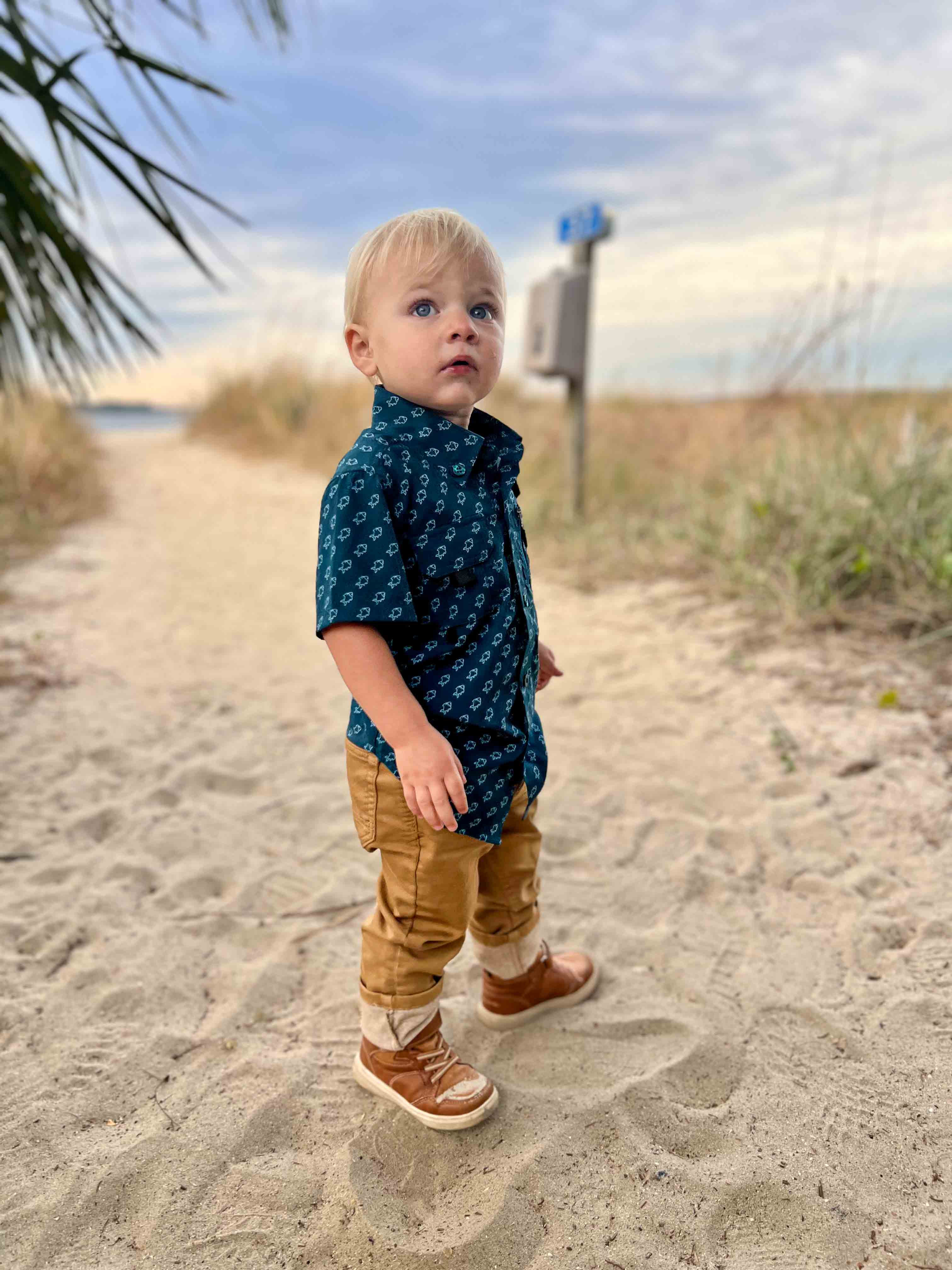 2026 Fishing shirt button up- blue fish - Snag N' Style