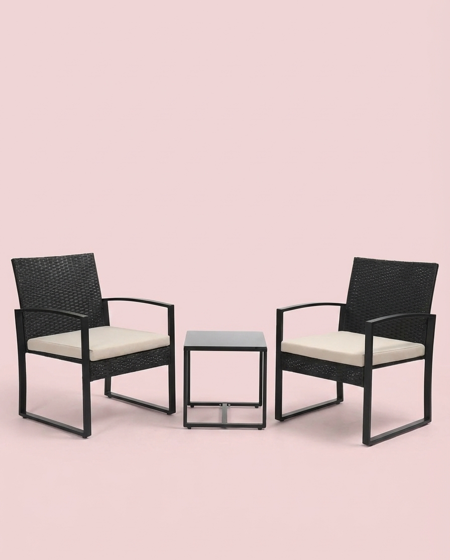 3-Piece Outdoor Patio Furniture Set – Wicker Chairs + Bar Table with Cushions - Snag N' Style