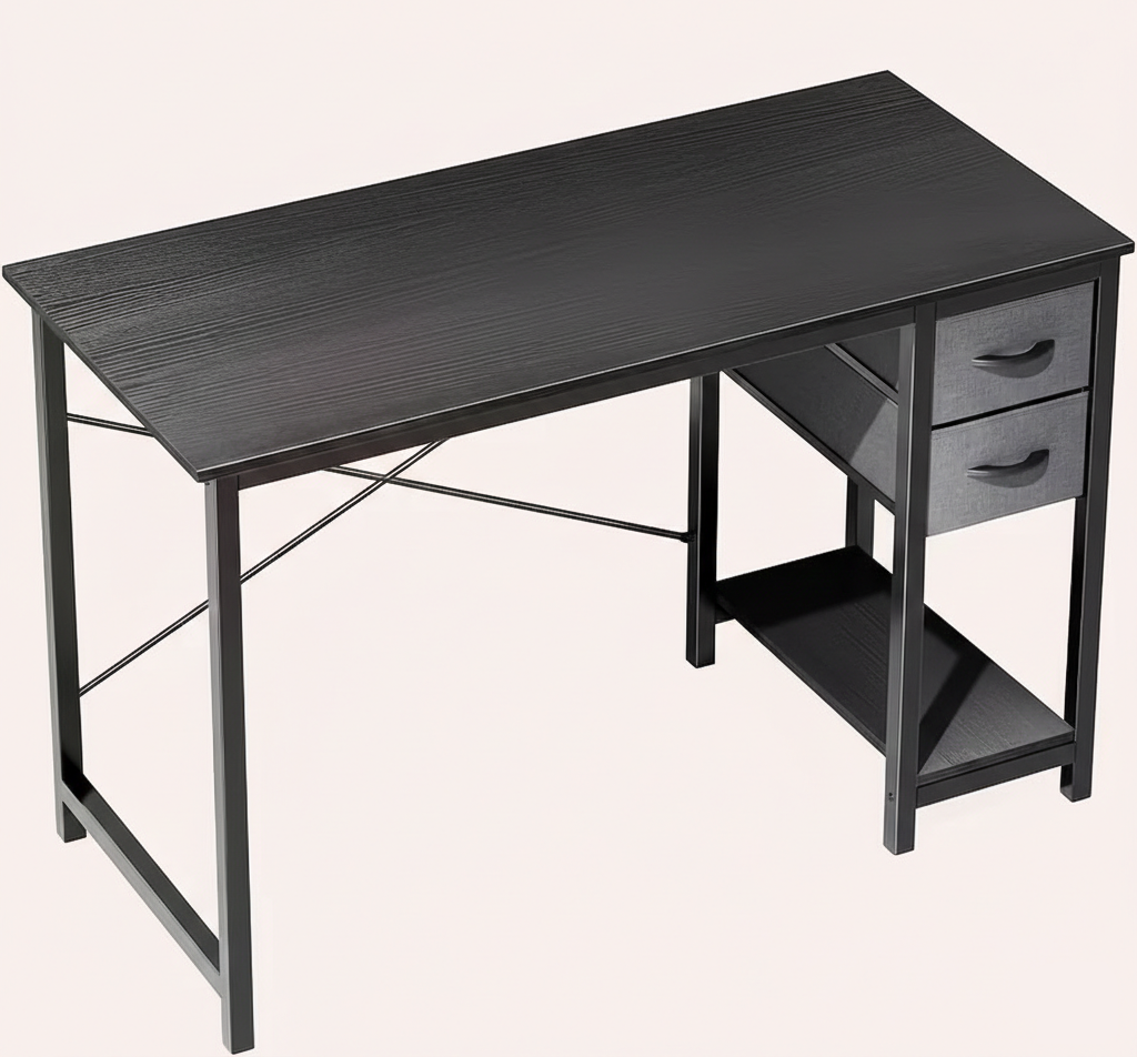 40/47 Inch Computer Desk with Fabric Storage Drawers, Modern Home Office Table - Snag N' Style