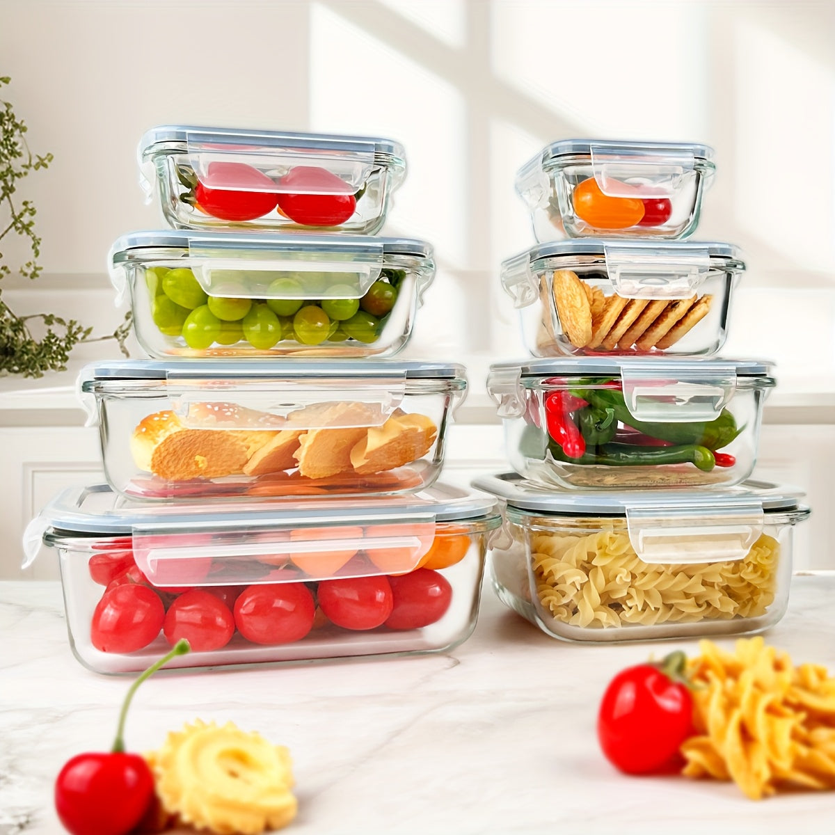 16-Piece Glass Food Storage Containers with Lids – Durable Set - Snag N' Style