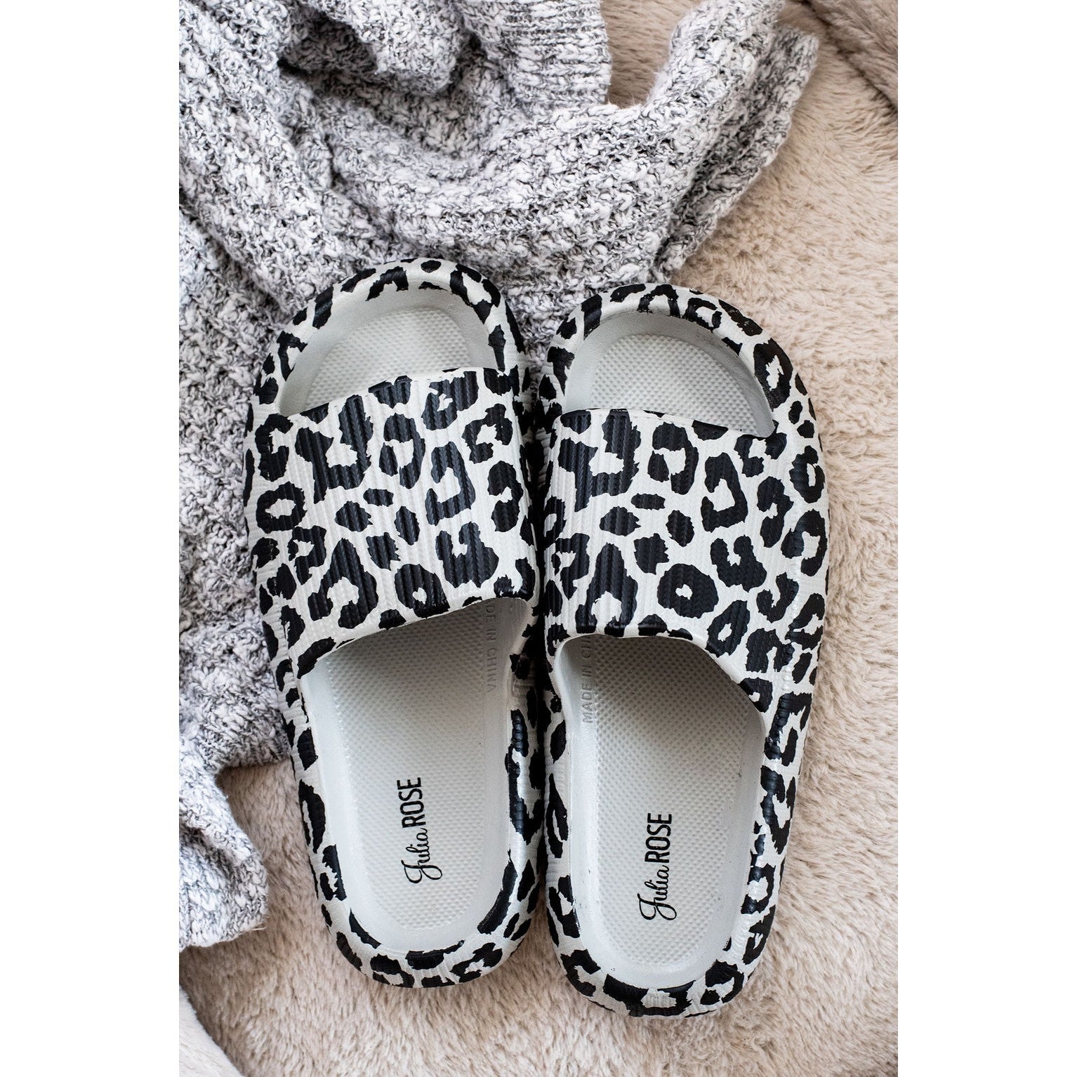Gray Leopard Slides - Snag N' Style