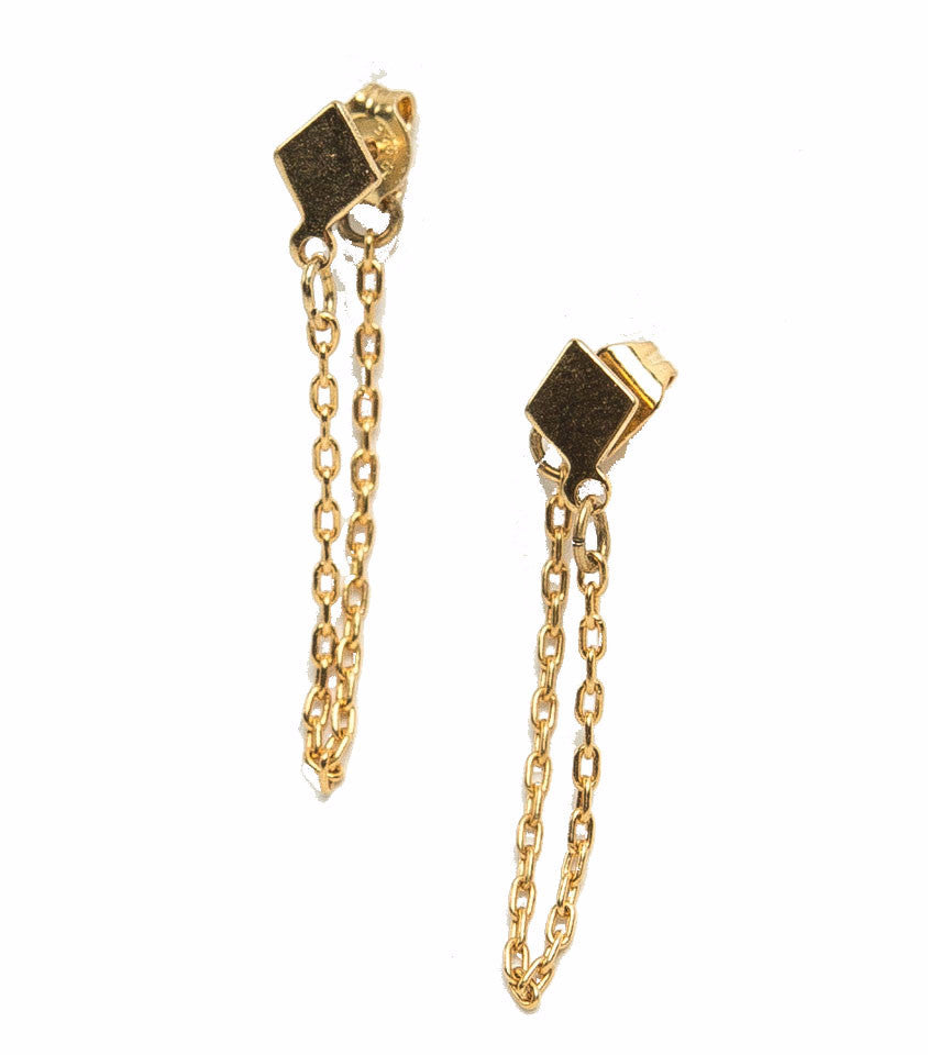 Small Diamond & Chain Studs - Snag N' Style