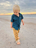 2026 Fishing shirt button up- blue fish - Snag N' Style