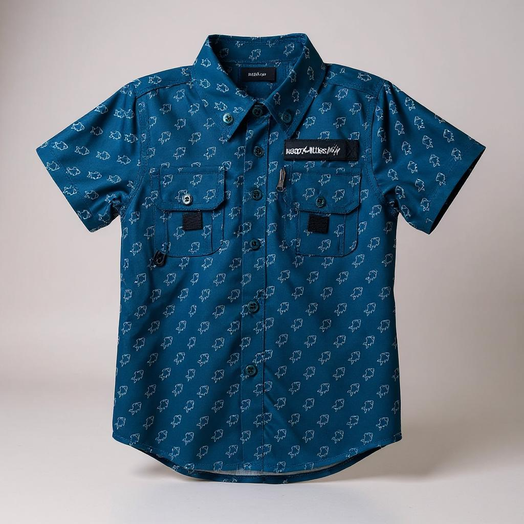 2026 Fishing shirt button up- blue fish - Snag N' Style