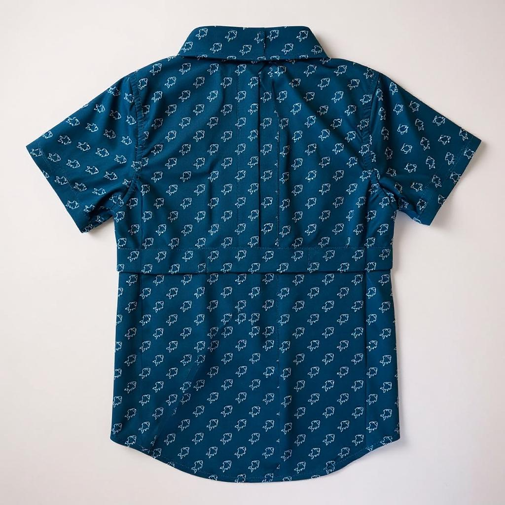 2026 Fishing shirt button up- blue fish - Snag N' Style