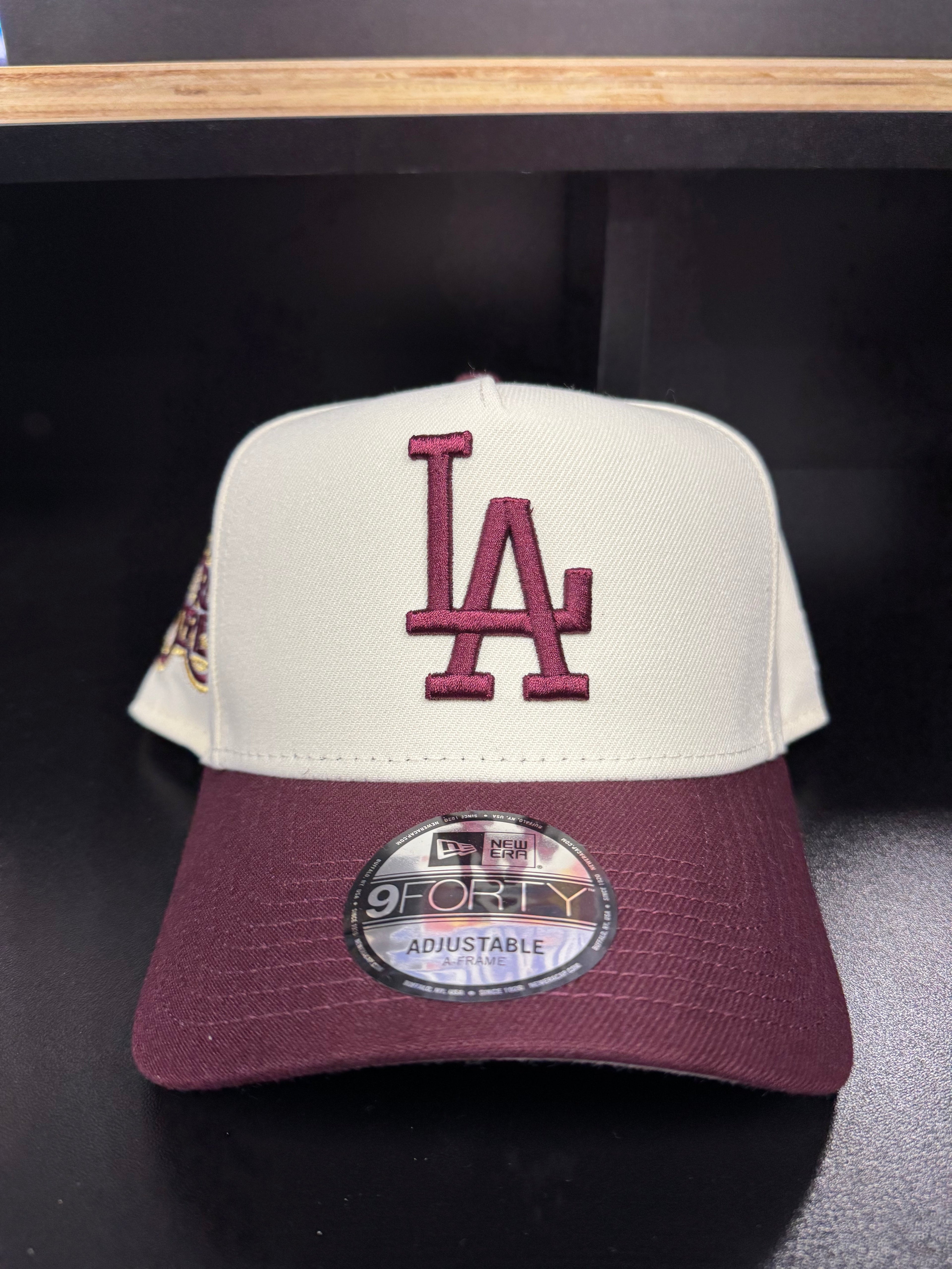 Los Angeles Dodgers2 Toned Ivory/Maroon 9Forty Adjustable A-Frame Hat - Snag N' Style