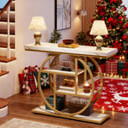 Luxury Gold Console Table with Marble Top, Modern Entryway Sofa Table - Snag N' Style