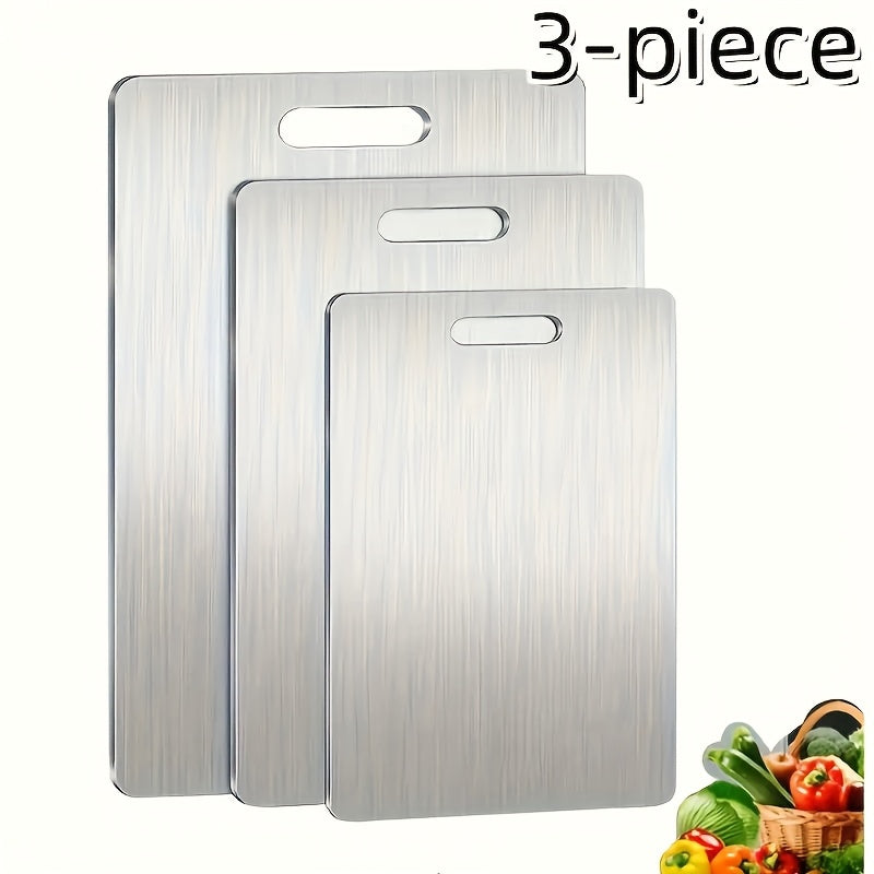 3PCS Stainless Steel Cutting Board Set Non-Slip Anti-Bacterial Kitchen Boards - Snag N' Style