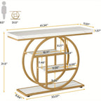 Luxury Gold Console Table with Marble Top, Modern Entryway Sofa Table - Snag N' Style