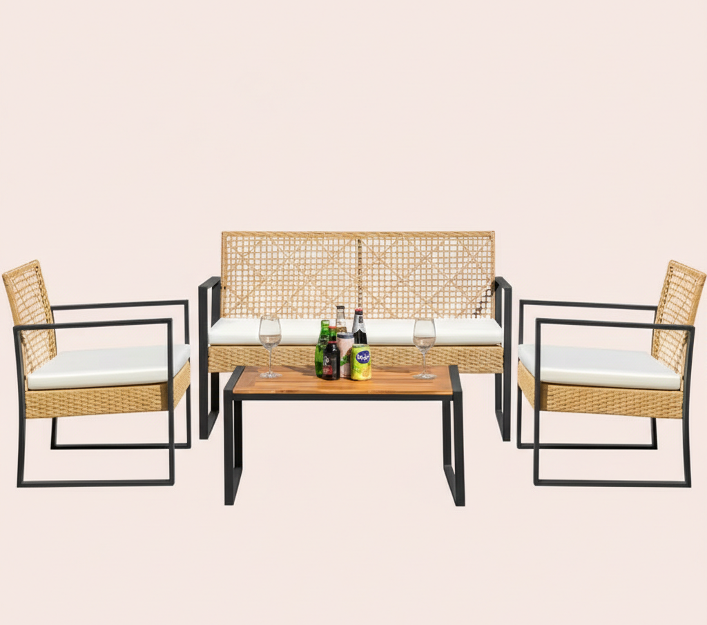 4Pcs Outdoor Patio Furniture Set – Rattan Wicker Sofa - Multiple Styles - Snag N' Style