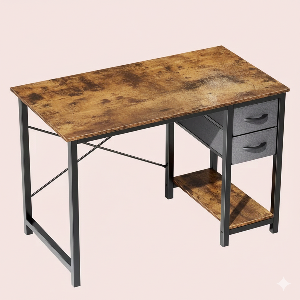 40/47 Inch Computer Desk with Fabric Storage Drawers, Modern Home Office Table - Snag N' Style
