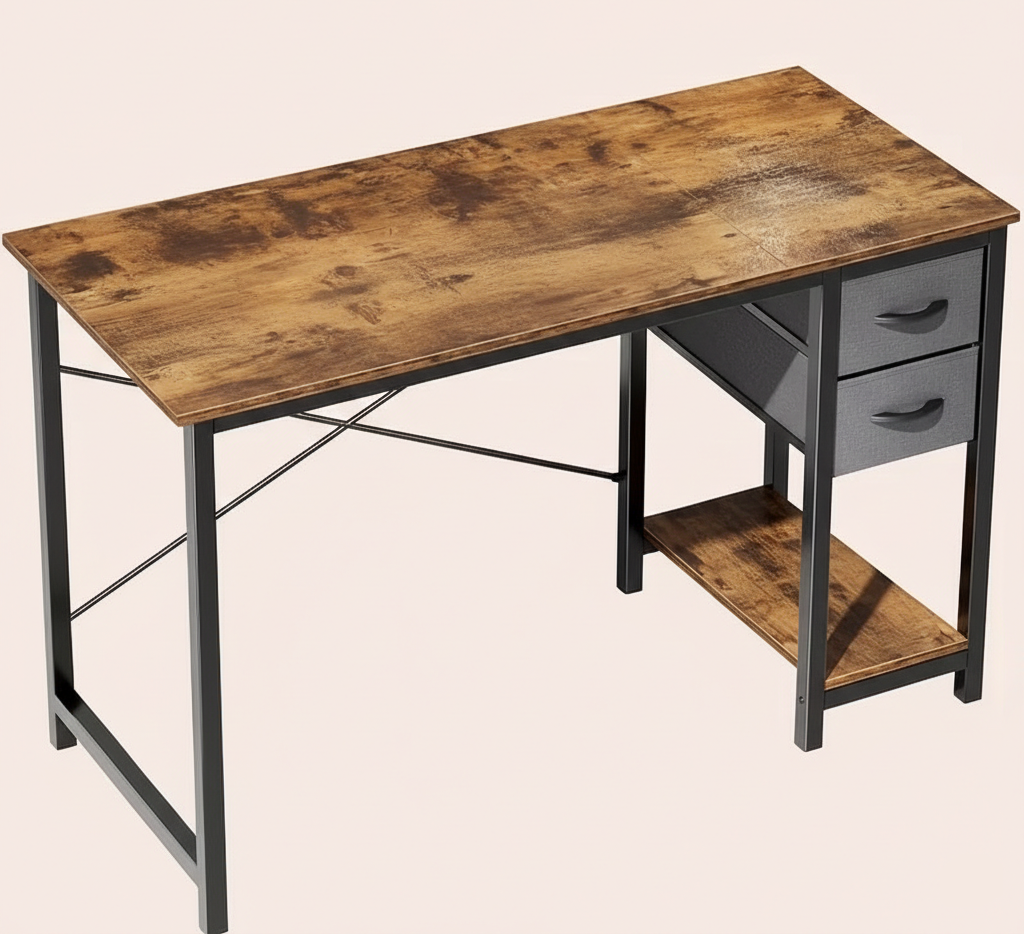 40/47 Inch Computer Desk with Fabric Storage Drawers, Modern Home Office Table - Snag N' Style
