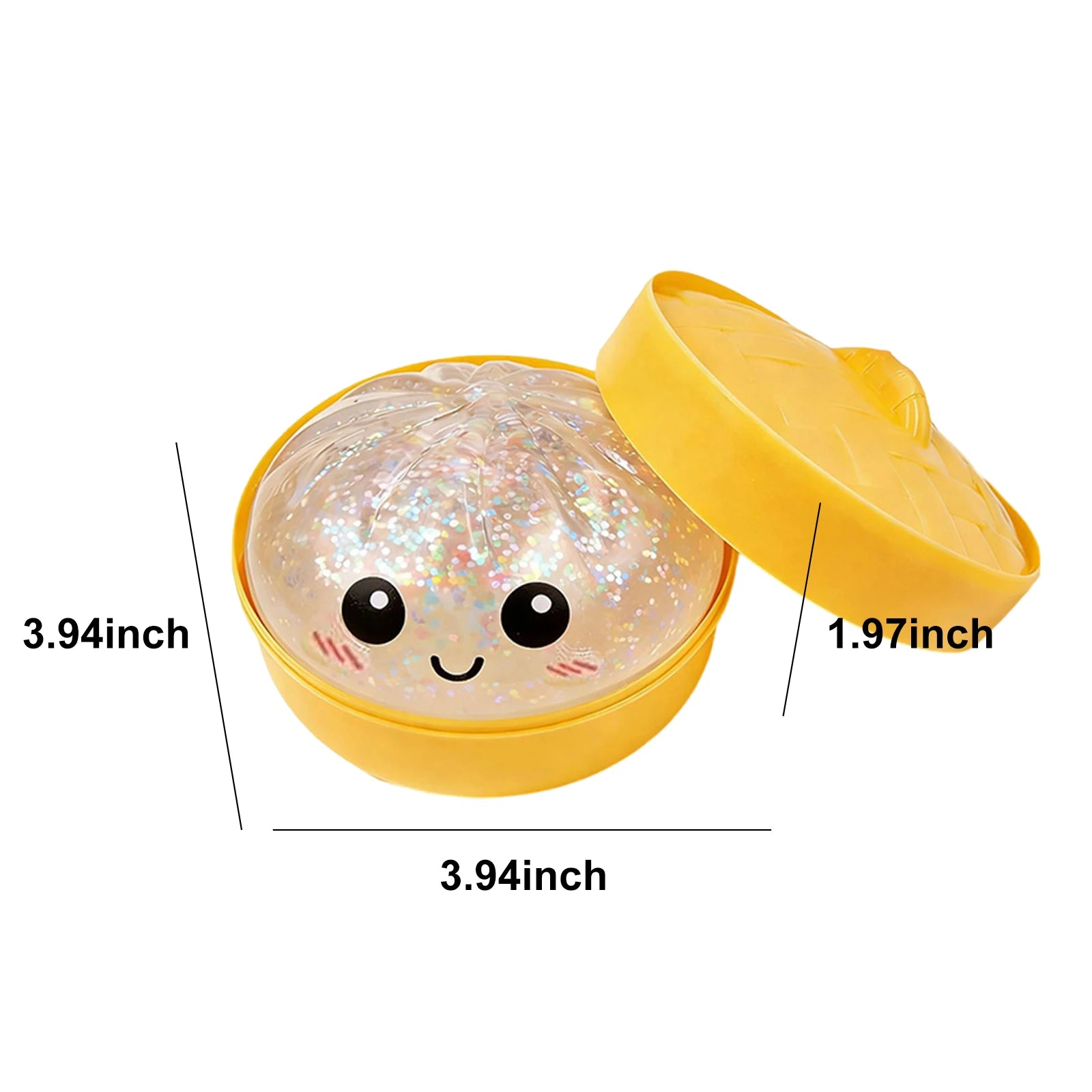 Glitter Dumpling Squishy Stress Ball — Sparkly Fidget Toy with Mini Steamer