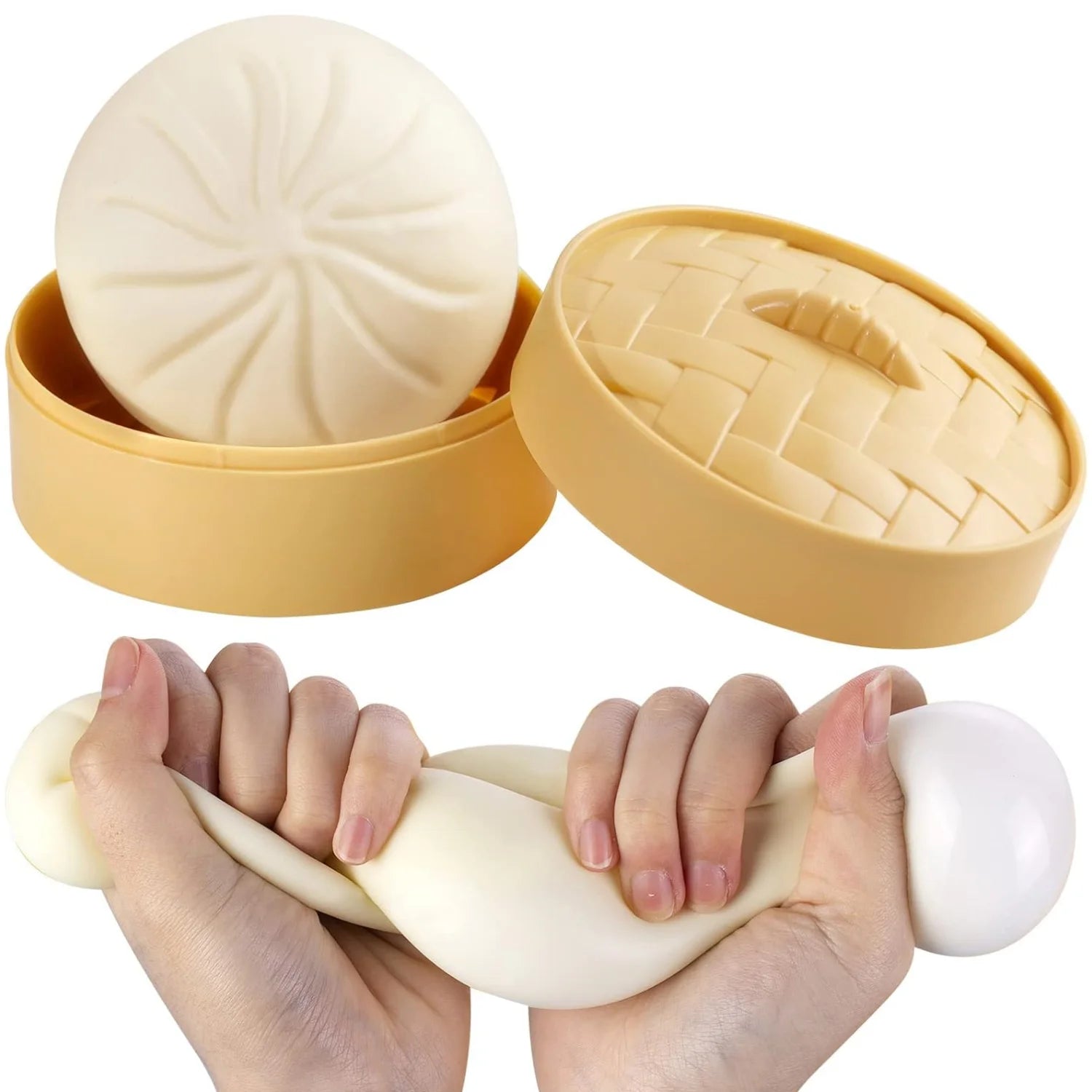 Dumpling Squishy Stress Ball — Cute Fidget Sensory Toy with Mini Steamer