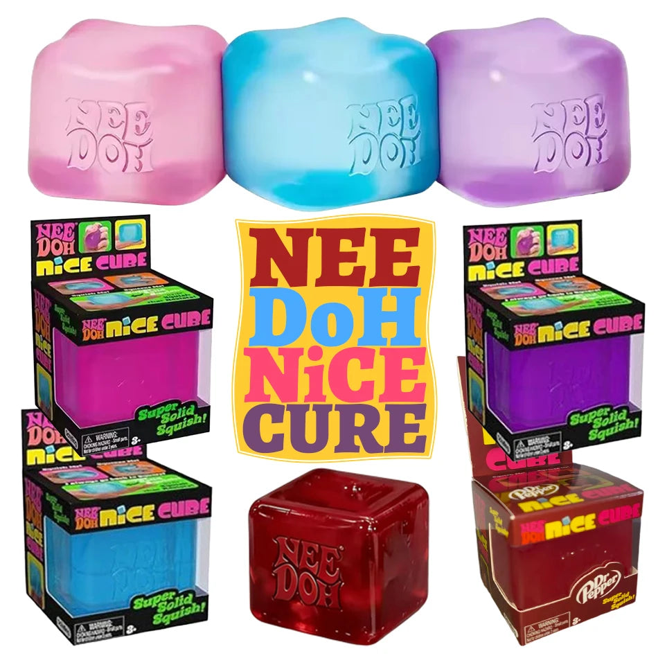 NeeDoh Nice Cube 2.17" Sensory Squeeze Toy – Stress & Anxiety Relief Fidget for Adults & Kids