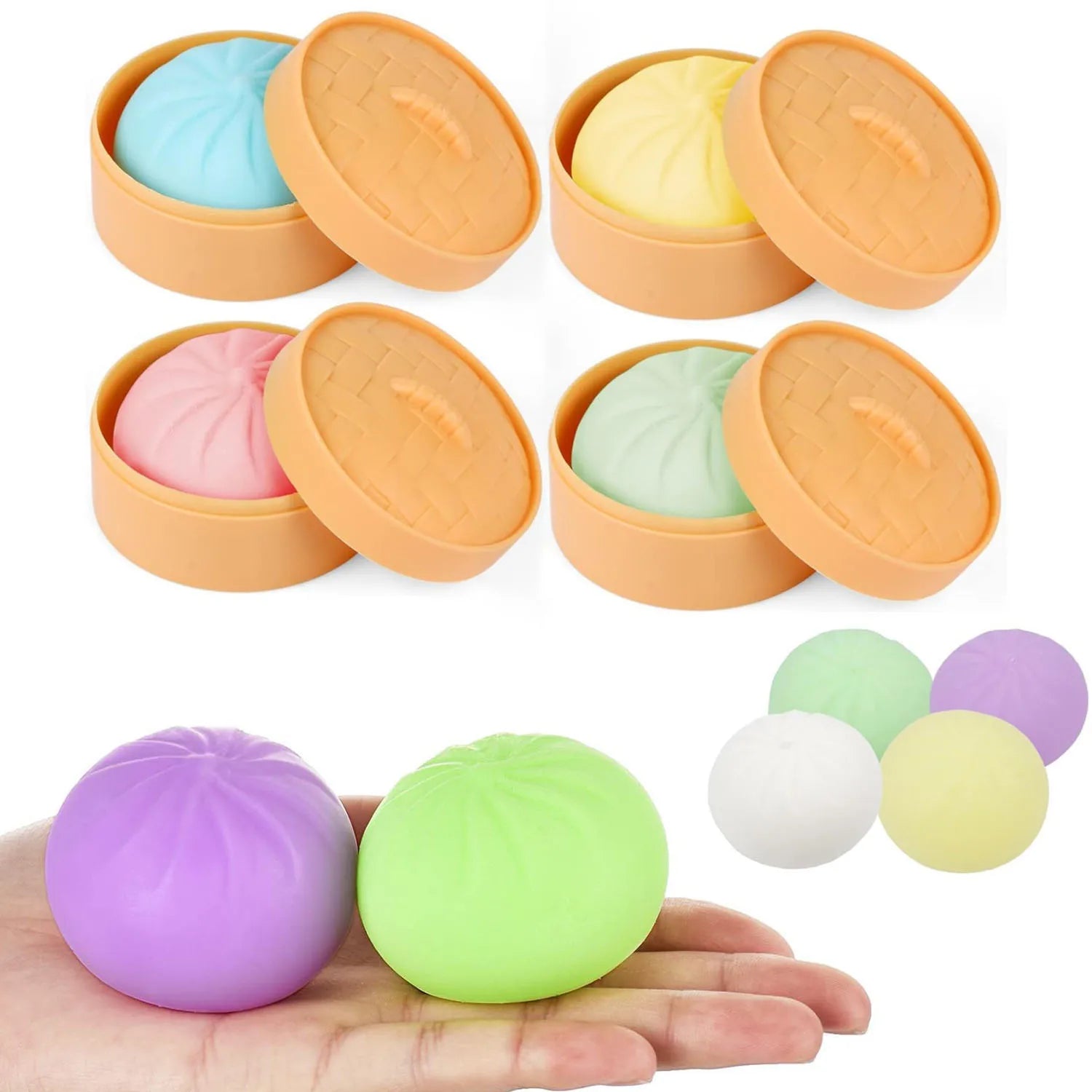 Dumpling Squishy Stress Ball — Cute Fidget Sensory Toy with Mini Steamer