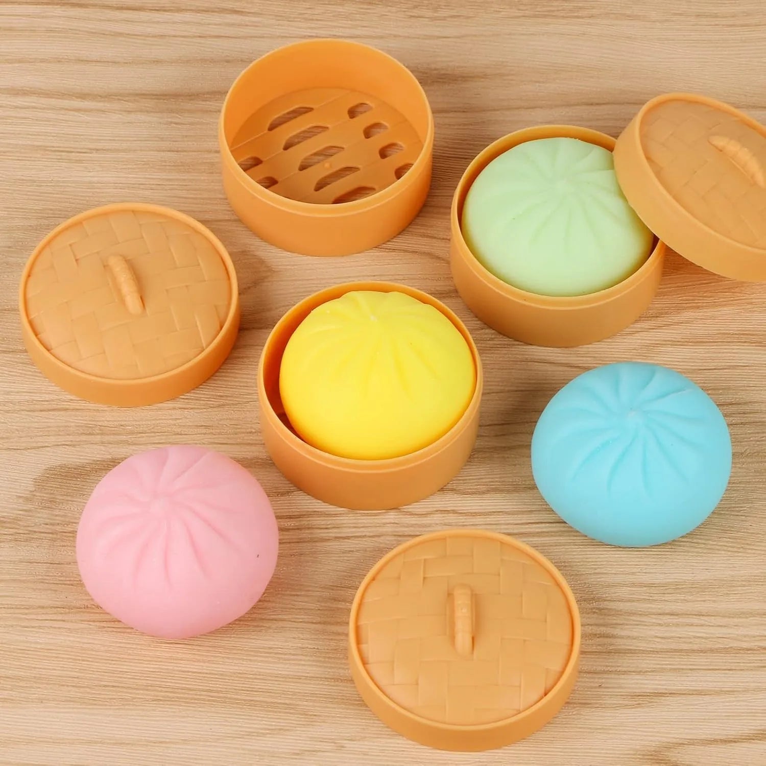Dumpling Squishy Stress Ball — Cute Fidget Sensory Toy with Mini Steamer