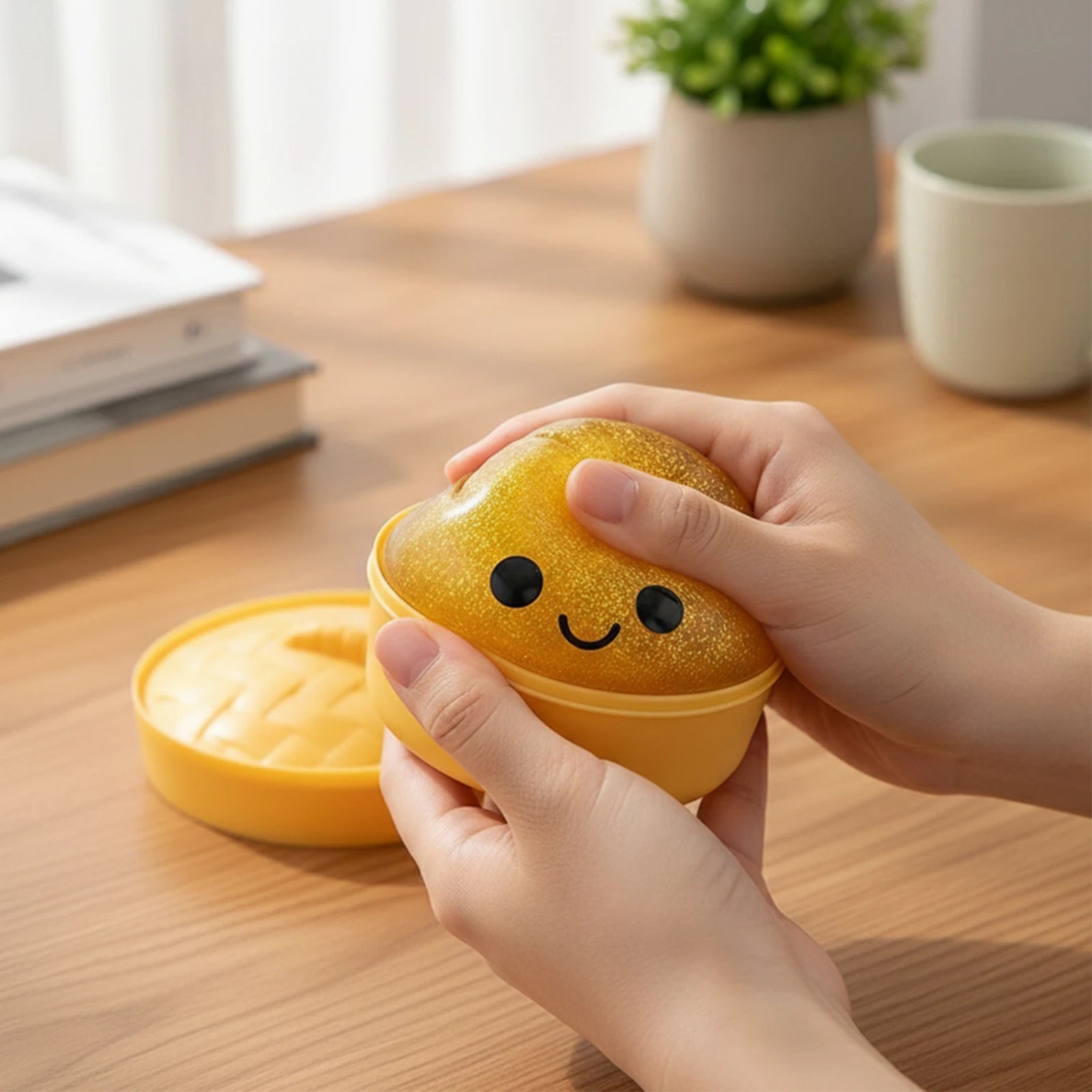 Glitter Dumpling Squishy Stress Ball — Sparkly Fidget Toy with Mini Steamer