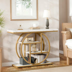 Luxury Gold Console Table with Marble Top, Modern Entryway Sofa Table - Snag N' Style
