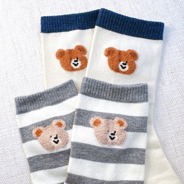 Hehe Bear Socks Set Of 2 - Snag N' Style