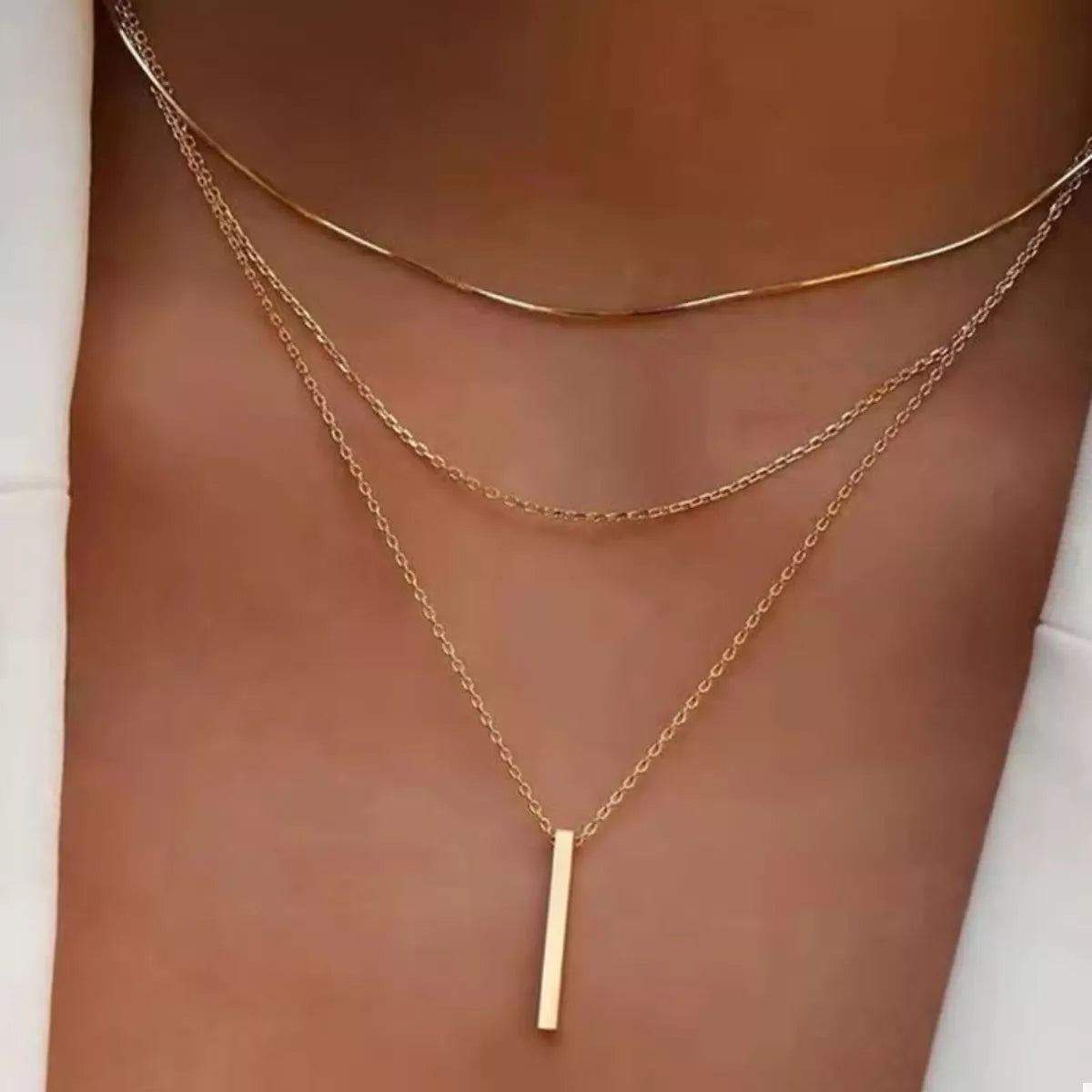 Three Layered Bar Pendant Necklace - Snag N' Style