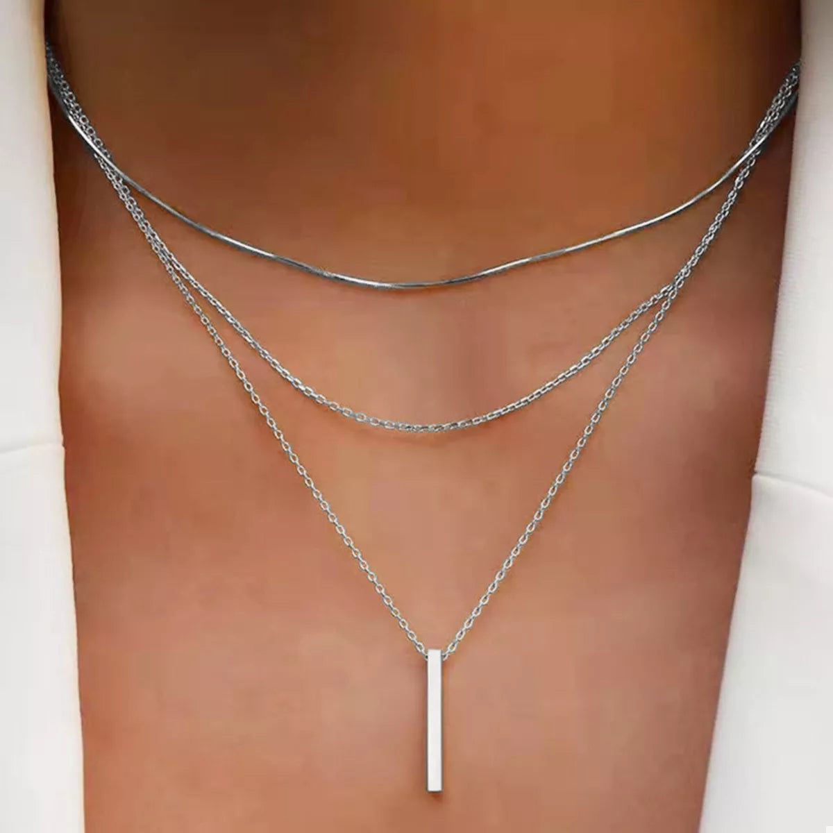 Three Layered Bar Pendant Necklace - Snag N' Style
