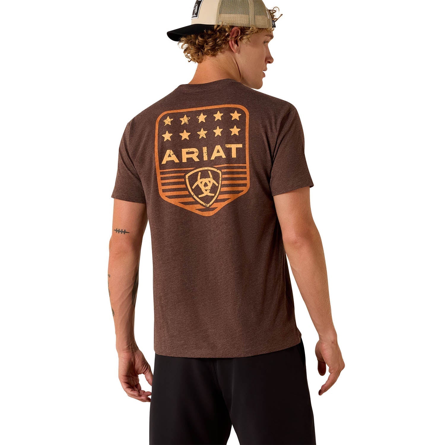 Ariat Mens Patriotic Badge Short Sleeve Shirt, 100% Cotton Unisex Top - Snag N' Style
