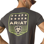 Ariat Mens Patriotic Badge Short Sleeve Shirt, 100% Cotton Unisex Top - Snag N' Style