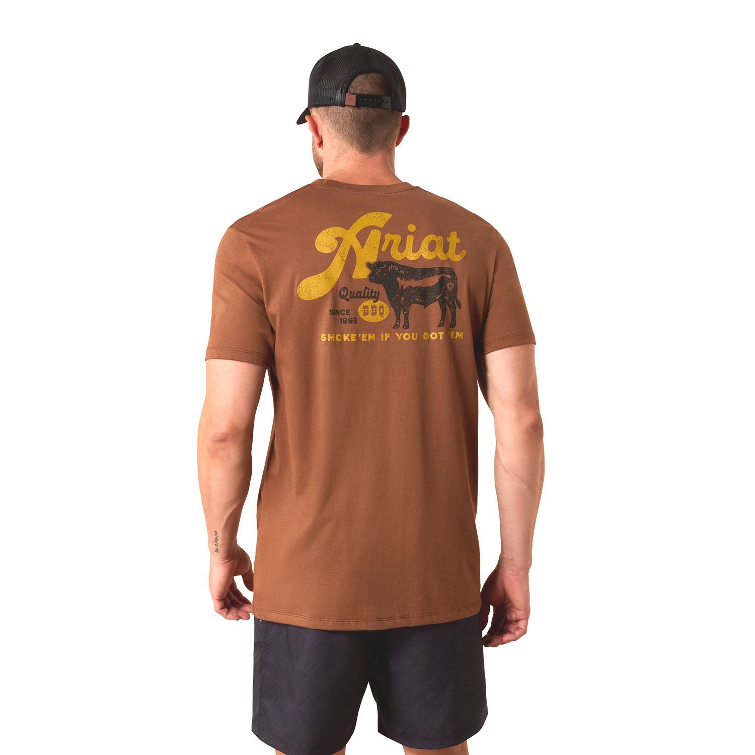 Ariat Mens Short Sleeve Shirt, BBQ Smoke Western Graphic Tee - Snag N' Style