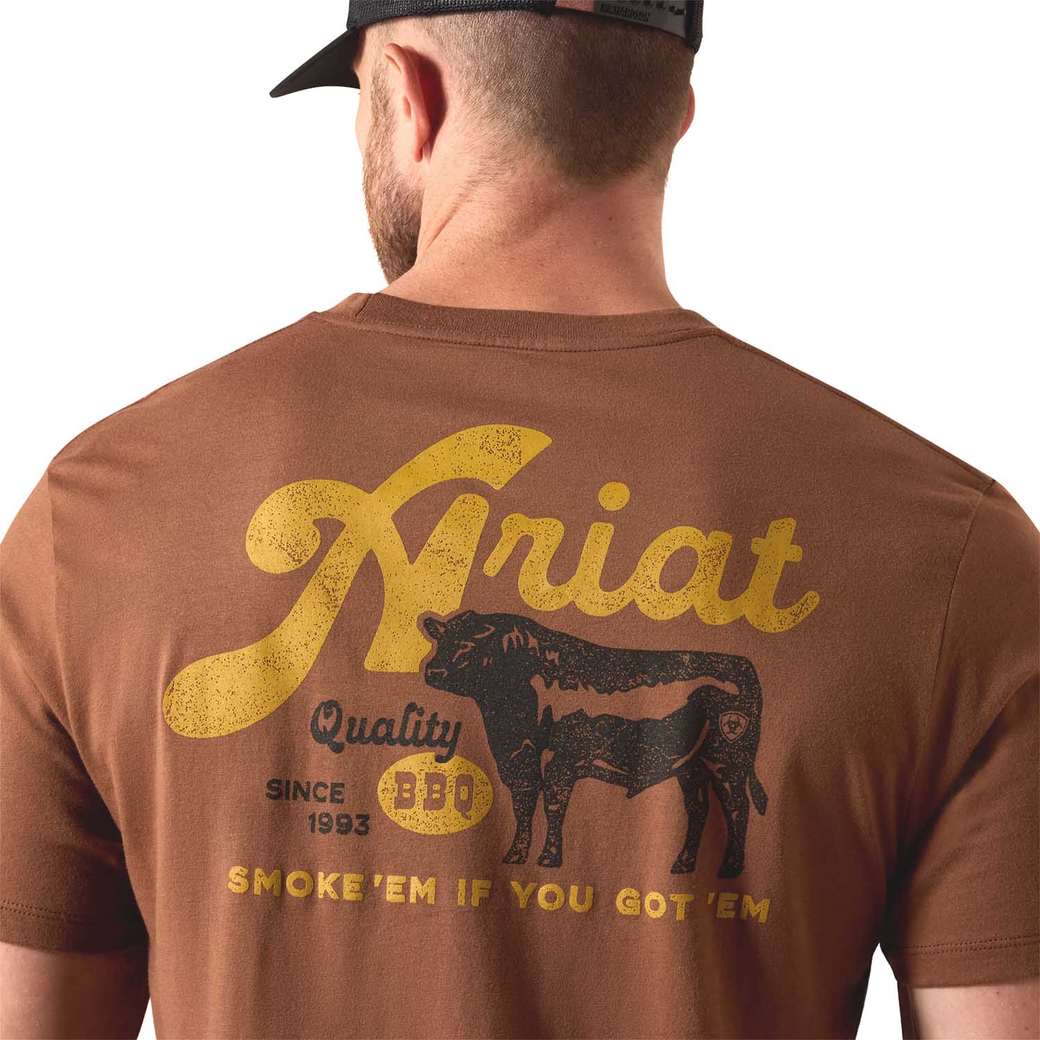 Ariat Mens Short Sleeve Shirt, BBQ Smoke Western Graphic Tee - Snag N' Style