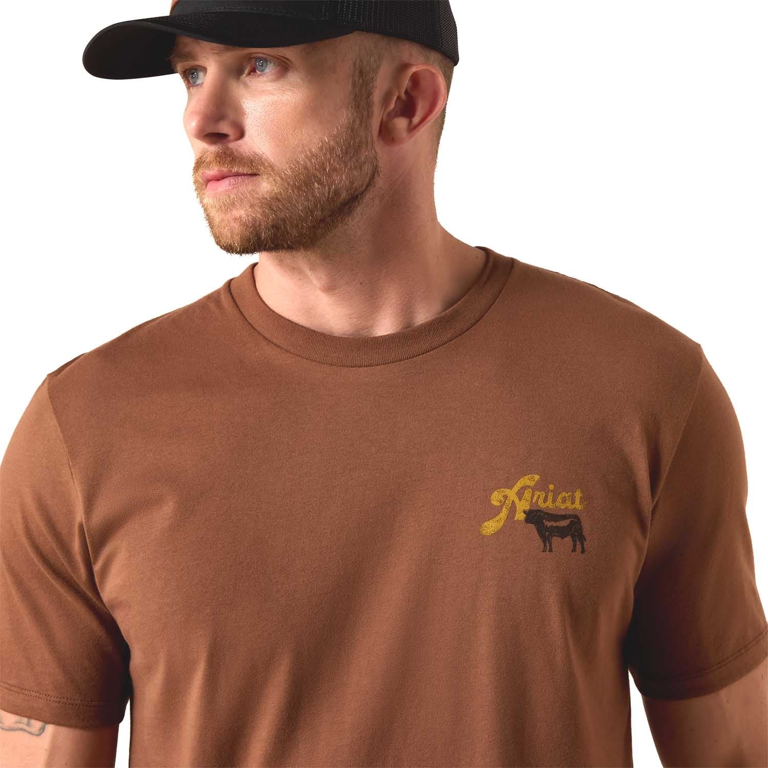 Ariat Mens Short Sleeve Shirt, BBQ Smoke Western Graphic Tee - Snag N' Style