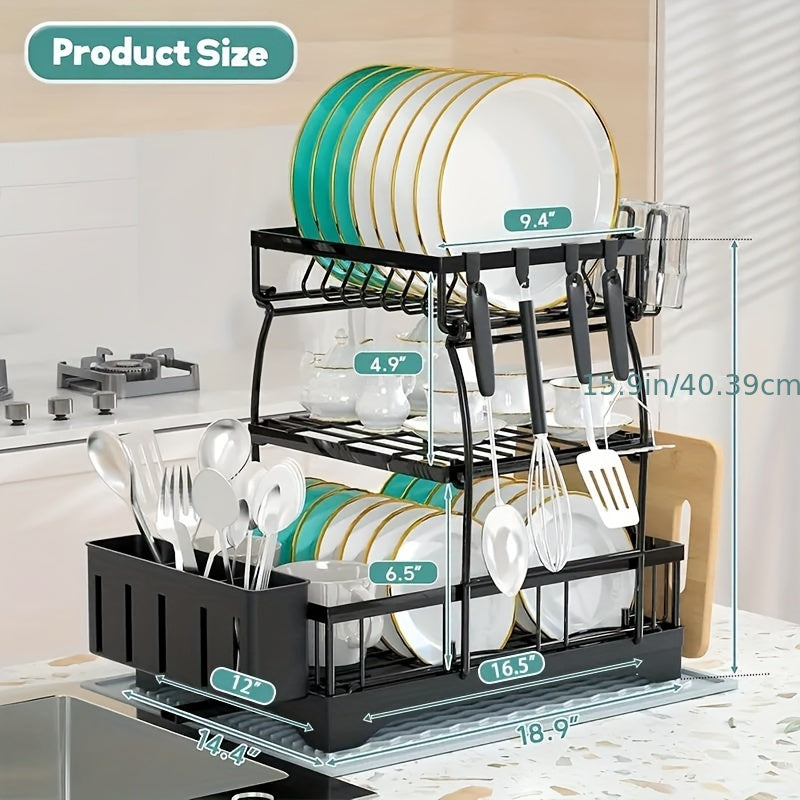 Black Metal Dish Rack – 2-Layer / 3-Layer - Snag N' Style